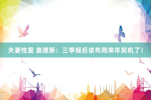 夫妻性爱 袁建新:三季报后该布局来年契机了!
