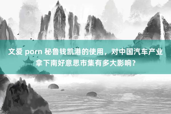文爱 porn 秘鲁钱凯港的使用，对中国汽车产业拿下南好意思市集有多大影响？