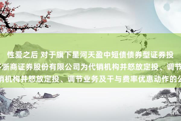 性爱之后 对于旗下星河天盈中短债债券型证券投资基金A、E类份额加多浙商证券股份有限公司为代销机构并怒放定投、调节业务及干与费率优惠动作的公告