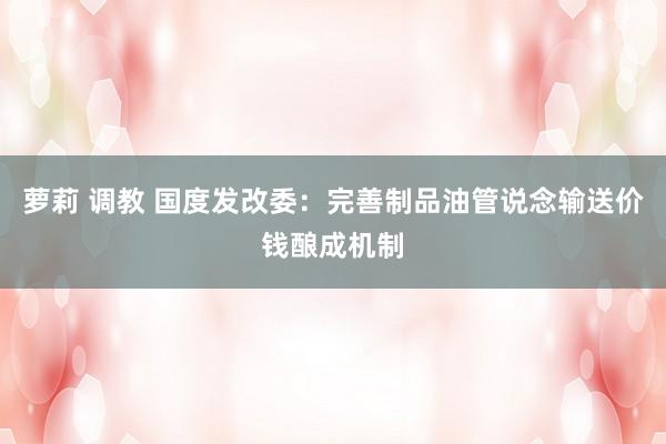 萝莉 调教 国度发改委：完善制品油管说念输送价钱酿成机制