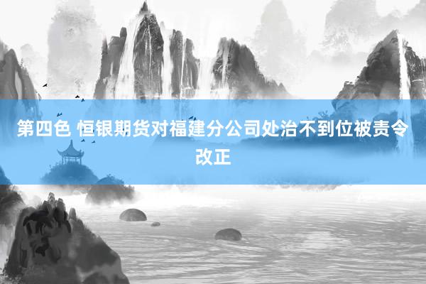 第四色 恒银期货对福建分公司处治不到位被责令改正