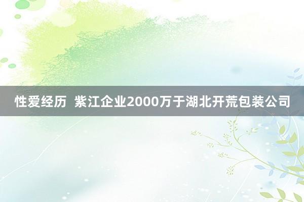 性爱经历 紫江企业2000万于湖北开荒包装公司