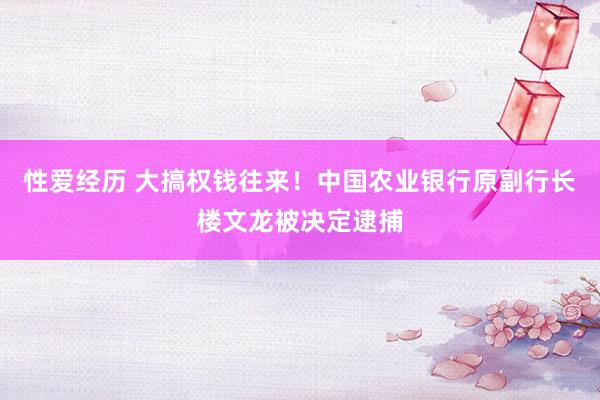性爱经历 大搞权钱往来！中国农业银行原副行长楼文龙被决定逮捕