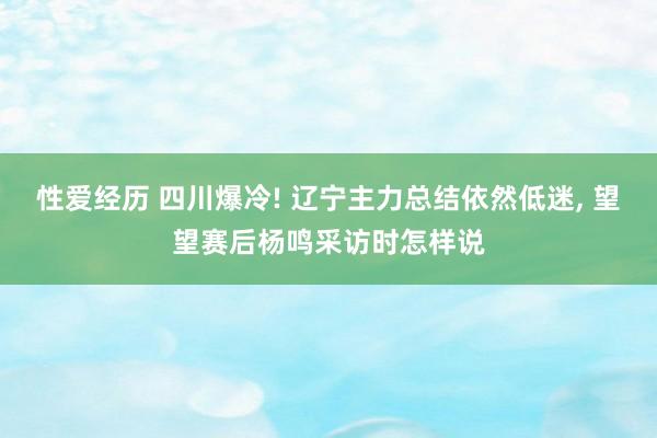性爱经历 四川爆冷! 辽宁主力总结依然低迷， 望望赛后杨鸣采访时怎样说