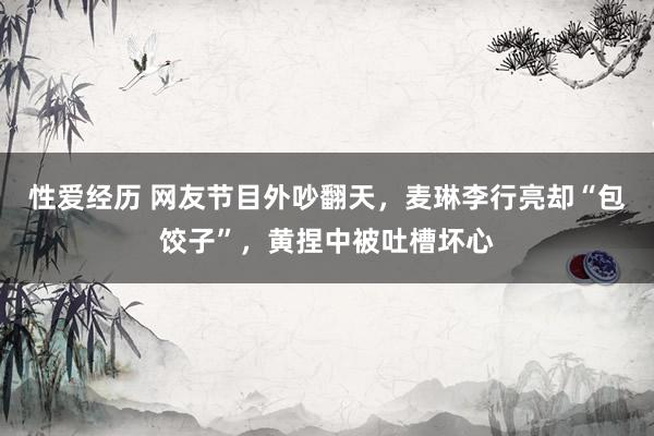 性爱经历 网友节目外吵翻天，麦琳李行亮却“包饺子”，黄捏中被吐槽坏心