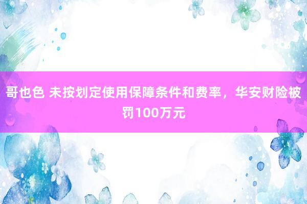 哥也色 未按划定使用保障条件和费率，华安财险被罚100万元
