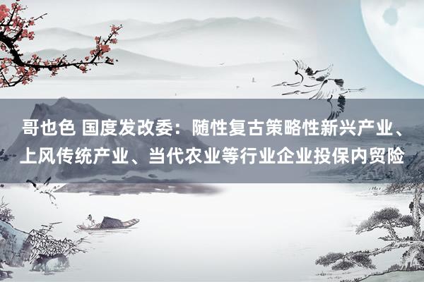 哥也色 国度发改委：随性复古策略性新兴产业、上风传统产业、当代农业等行业企业投保内贸险