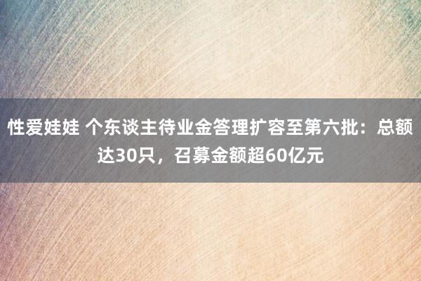 性爱娃娃 个东谈主待业金答理扩容至第六批：总额达30只，召募金额超60亿元