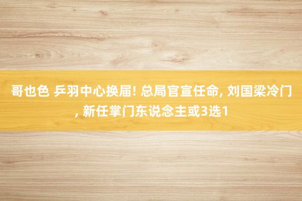 哥也色 乒羽中心换届! 总局官宣任命， 刘国梁冷门， 新任掌门东说念主或3选1