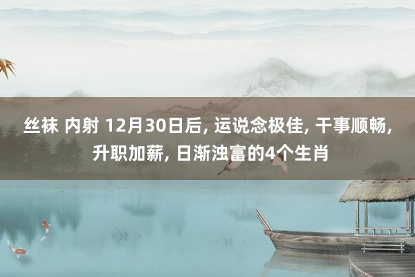 丝袜 内射 12月30日后， 运说念极佳， 干事顺畅， 升职加薪， 日渐浊富的4个生肖