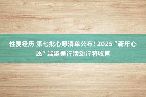性爱经历 第七批心愿清单公布! 2025“新年心愿”端淑捏行活动行将收官