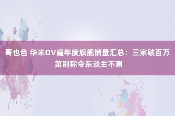 哥也色 华米OV耀年度旗舰销量汇总：三家破百万 第别称令东谈主不测