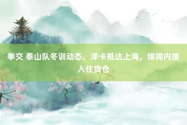 拳交 泰山队冬训动态，泽卡抵达上海，绯闻内援入住货仓