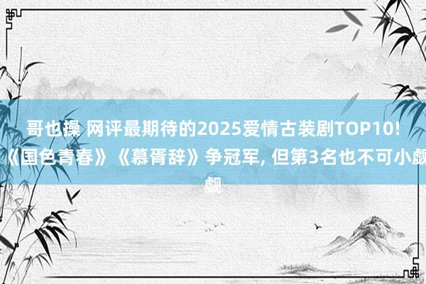 哥也操 网评最期待的2025爱情古装剧TOP10! 《国色青春》《慕胥辞》争冠军， 但第3名也不可小觑
