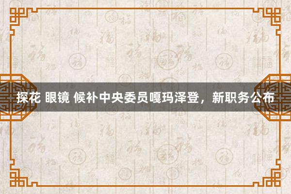 探花 眼镜 候补中央委员嘎玛泽登，新职务公布