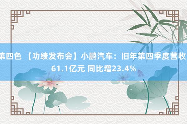 第四色 【功绩发布会】小鹏汽车：旧年第四季度营收161.1亿元 同比增23.4%