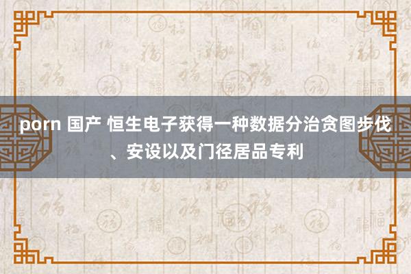 porn 国产 恒生电子获得一种数据分治贪图步伐、安设以及门径居品专利