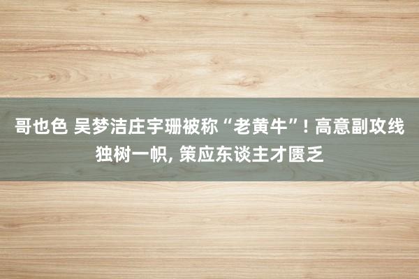 哥也色 吴梦洁庄宇珊被称“老黄牛”! 高意副攻线独树一帜， 策应东谈主才匮乏