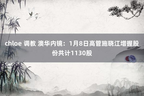 chloe 调教 澳华内镜：1月8日高管施晓江增握股份共计1130股