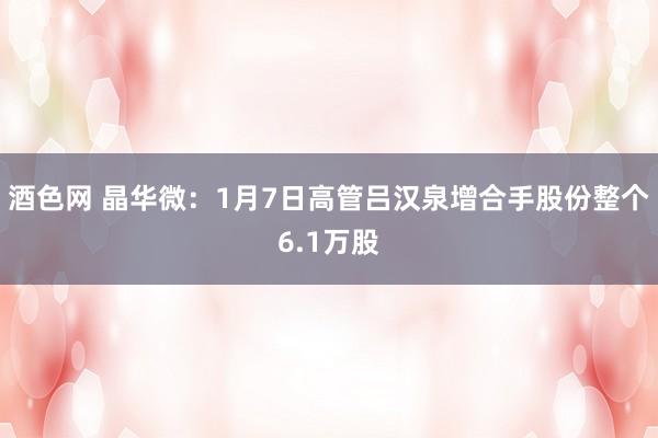 酒色网 晶华微：1月7日高管吕汉泉增合手股份整个6.1万股