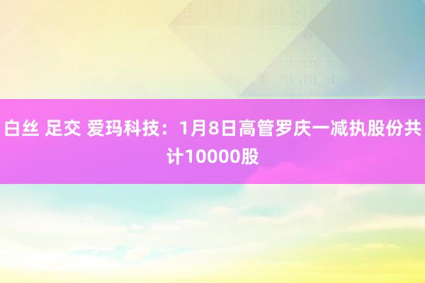 白丝 足交 爱玛科技：1月8日高管罗庆一减执股份共计10000股