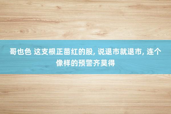哥也色 这支根正苗红的股， 说退市就退市， 连个像样的预警齐莫得