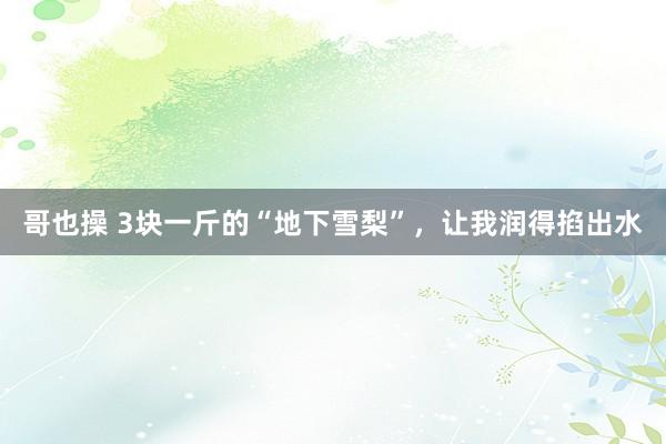 哥也操 3块一斤的“地下雪梨”,让我润得掐出水
