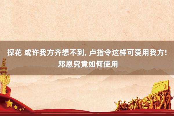 探花 或许我方齐想不到， 卢指令这样可爱用我方! 邓恩究竟如何使用
