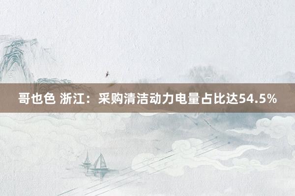 哥也色 浙江：采购清洁动力电量占比达54.5%
