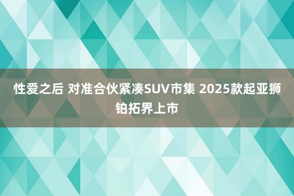 性爱之后 对准合伙紧凑SUV市集 2025款起亚狮铂拓界上市