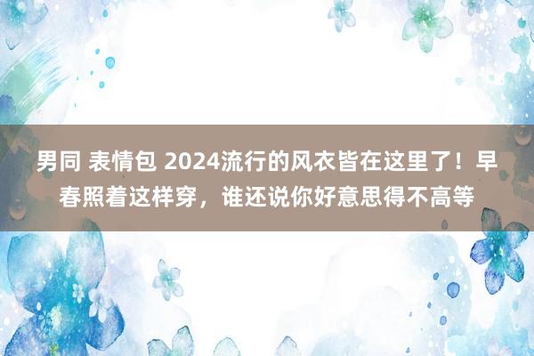 男同 表情包 2024流行的风衣皆在这里了！早春照着这样穿，谁还说你好意思得不高等
