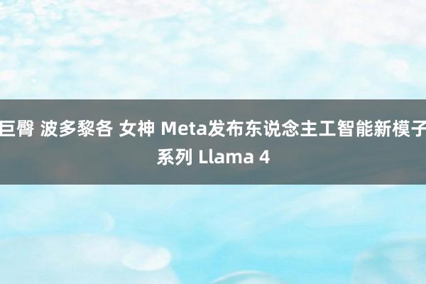 巨臀 波多黎各 女神 Meta发布东说念主工智能新模子系列 Llama 4