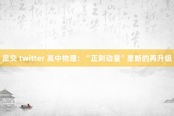 足交 twitter 高中物理：“正则动量”垄断的再升级