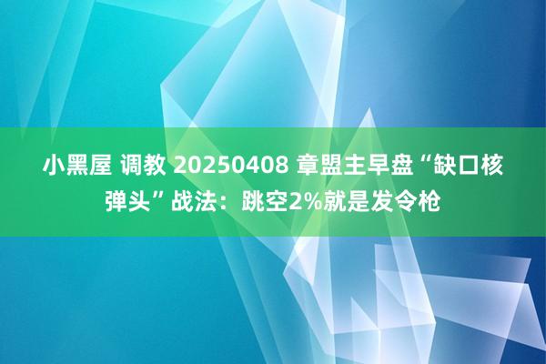 小黑屋 调教 20250408 章盟主早盘“缺口核弹头”战法：跳空2%就是发令枪