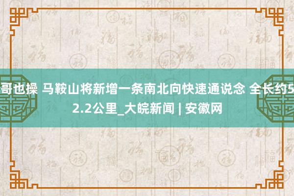哥也操 马鞍山将新增一条南北向快速通说念 全长约52.2公里_大皖新闻 | 安徽网