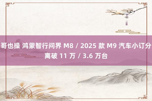 哥也操 鸿蒙智行问界 M8 / 2025 款 M9 汽车小订分离破 11 万 / 3.6 万台