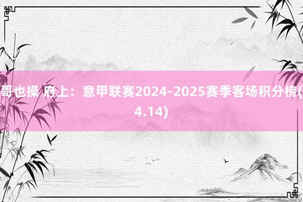 哥也操 府上：意甲联赛2024-2025赛季客场积分榜(4.14)