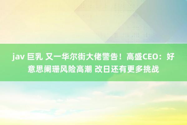 jav 巨乳 又一华尔街大佬警告！高盛CEO：好意思阑珊风险高潮 改日还有更多挑战