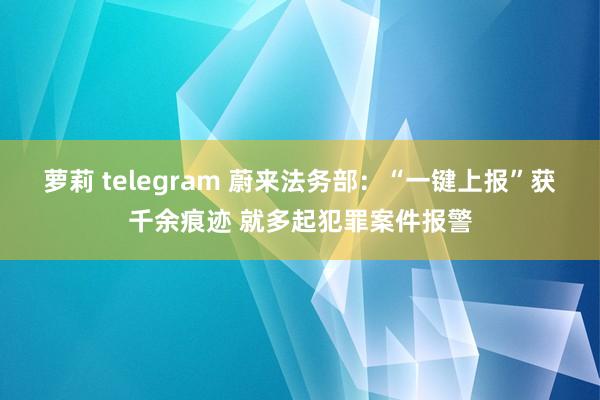 萝莉 telegram 蔚来法务部：“一键上报”获千余痕迹 就多起犯罪案件报警