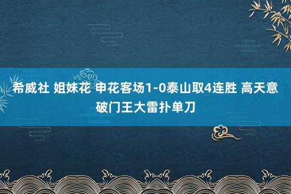希威社 姐妹花 申花客场1-0泰山取4连胜 高天意破门王大雷扑单刀