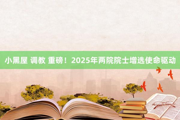 小黑屋 调教 重磅！2025年两院院士增选使命驱动