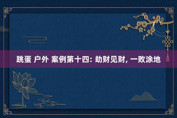 跳蛋 户外 案例第十四: 劫财见财, 一败涂地