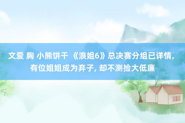 文爱 胸 小熊饼干 《浪姐6》总决赛分组已详情， 有位姐姐成为弃子， 却不测捡大低廉